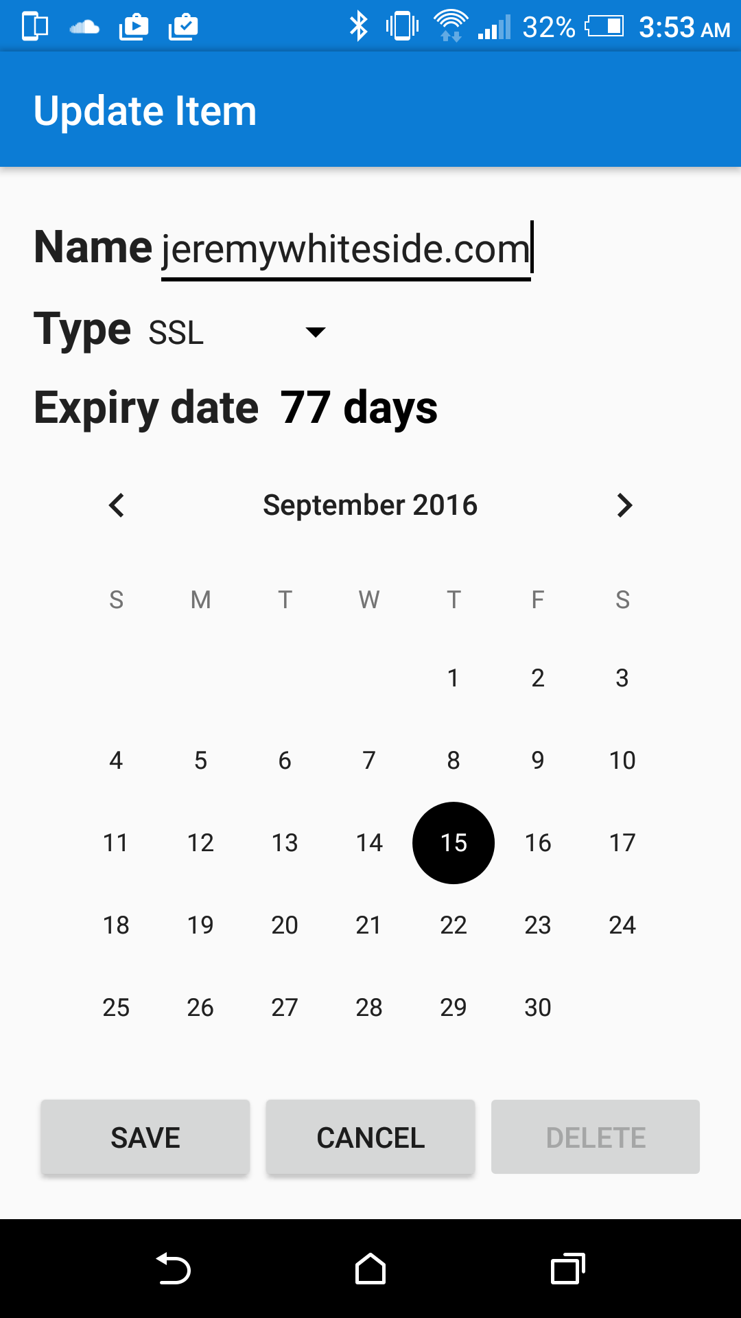 Slide 2 - SSL Tracker secondary activity screen